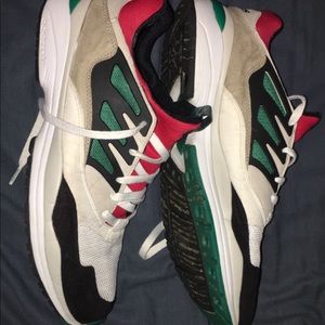 adidas running shoes white green black red colors